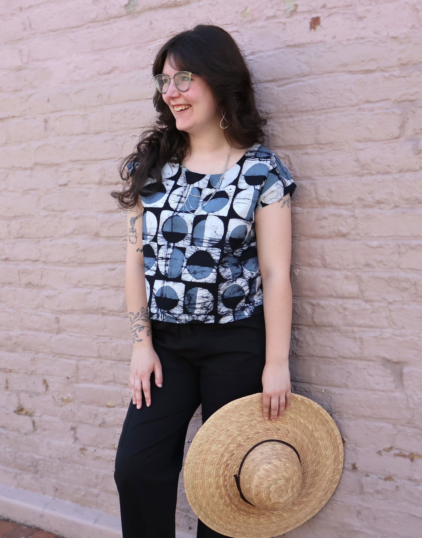 Boxy Blouse - Mod Circles Black