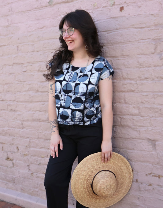 Boxy Blouse - Mod Circles Black