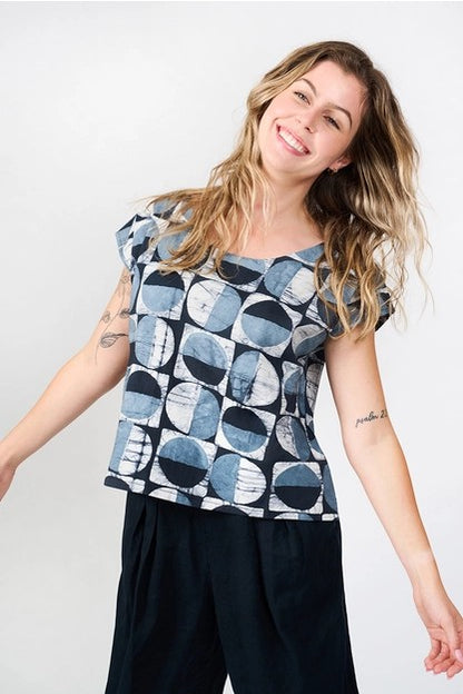 Boxy Blouse - Mod Circles Black