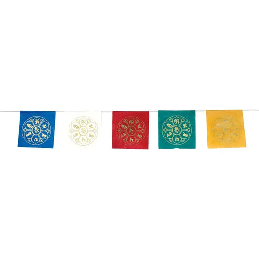 Short Om Lotus Prayer Flag Set