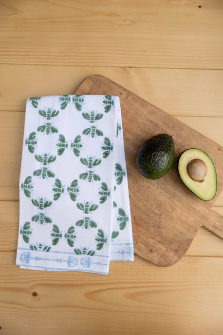 Sage Honeybees Tea Towel