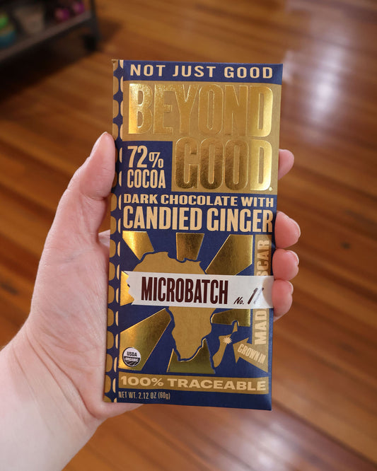 Candied Ginger 72% Dark Chocolate Bar