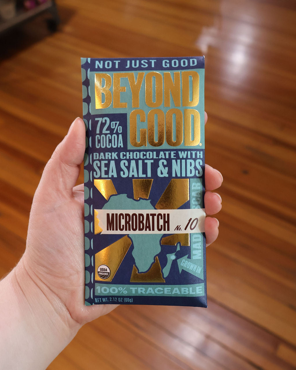 Sea Salt & Nibs 72% Dark Chocolate Bar