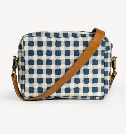 Indigo Gingham Camera Bag