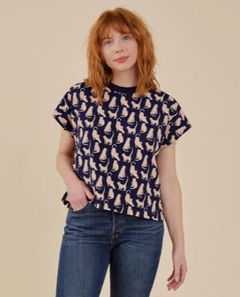 Caitlin Top - Lounge Cats Navy