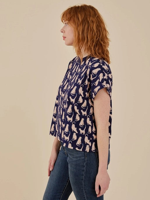 Caitlin Top - Lounge Cats Navy