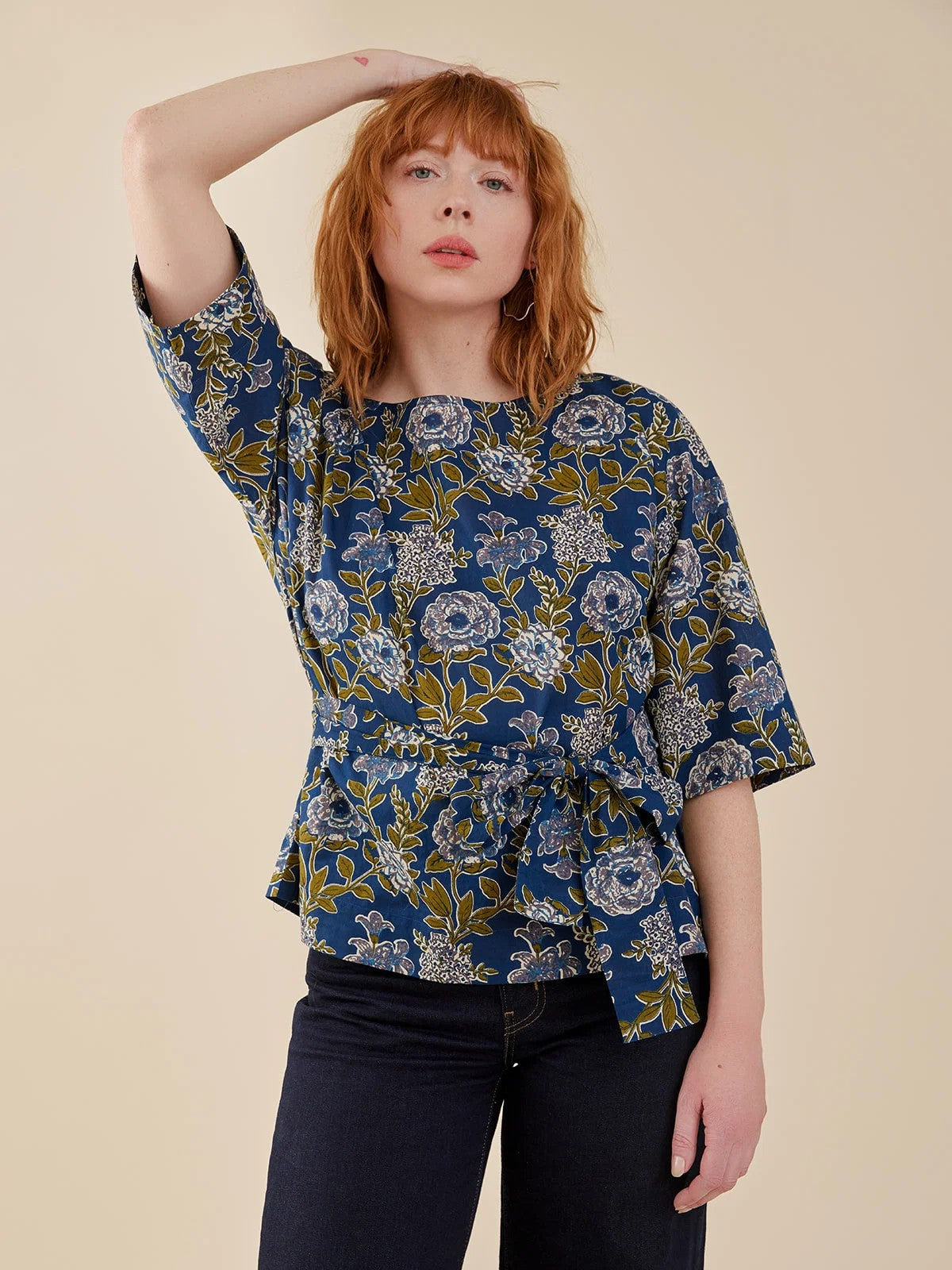 Ruth Top - Blue Blooms