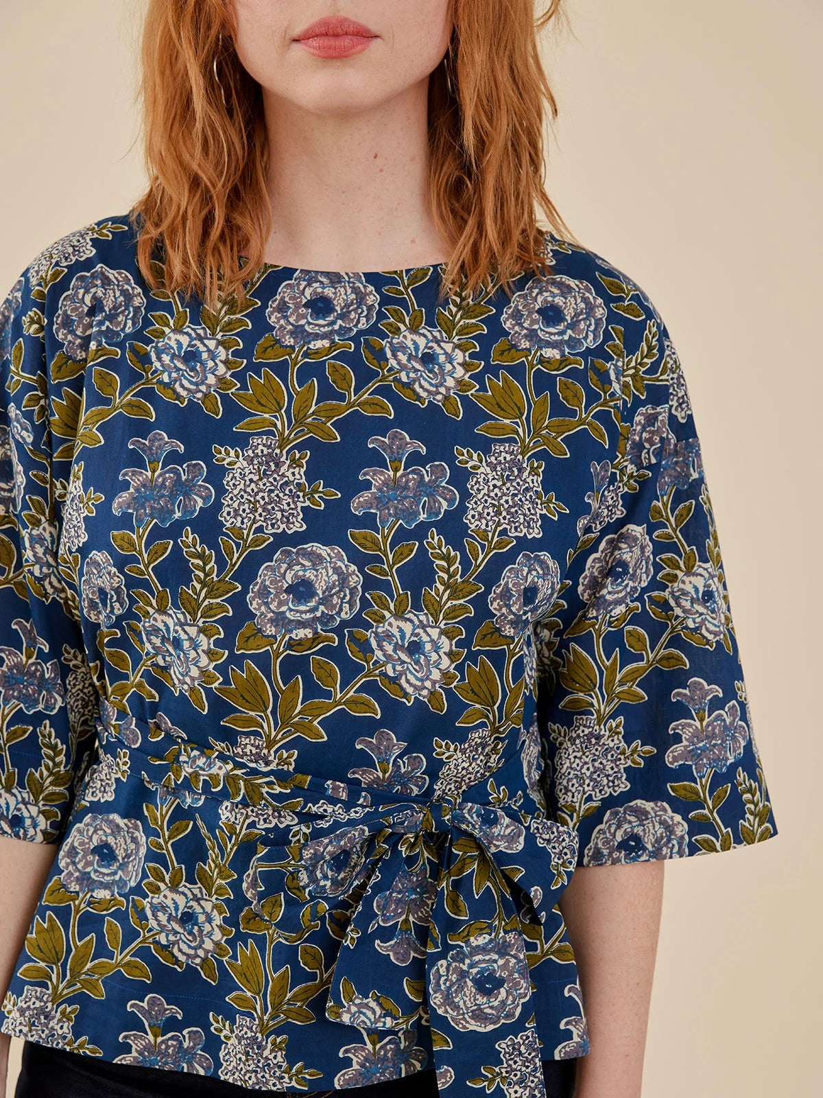 Ruth Top - Blue Blooms