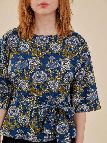 Ruth Top - Blue Blooms
