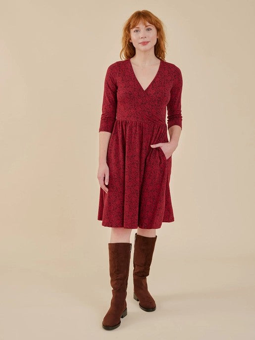 Callie Wrap Jersey Dress - Crimson Vine