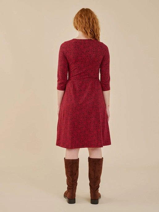 Callie Wrap Jersey Dress - Crimson Vine