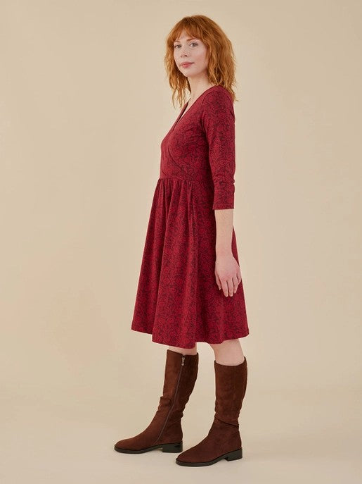 Callie Wrap Jersey Dress - Crimson Vine