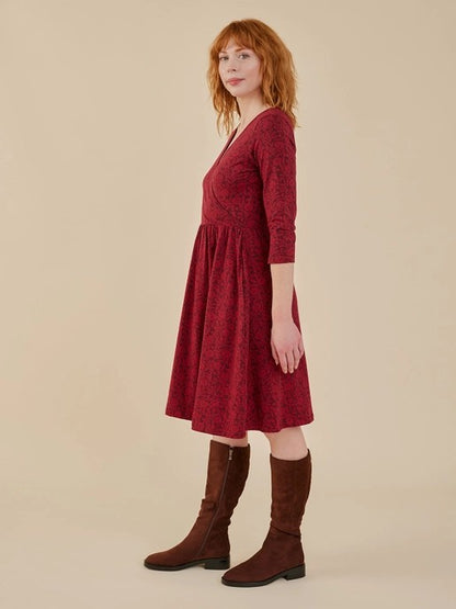 Callie Wrap Jersey Dress - Crimson Vine