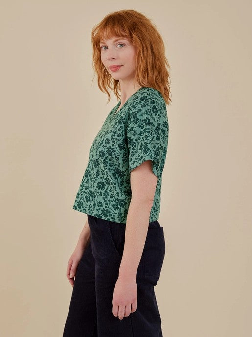 Riley V-neck Dolman Top - Forest Flowers