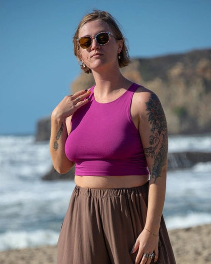 High Neck Crop Top Berry