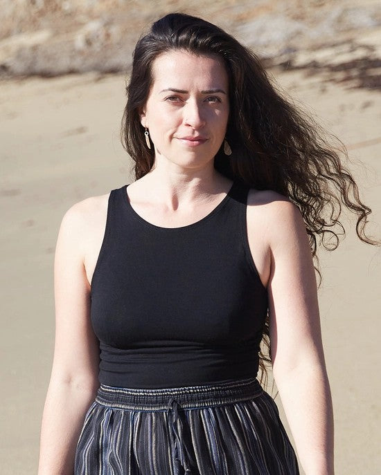 High Neck Crop Top Black