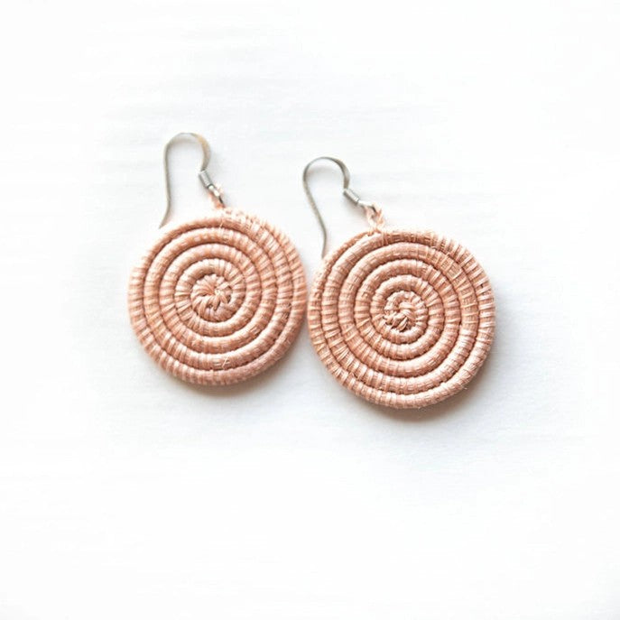 Small Woven Disc Earrings Blush