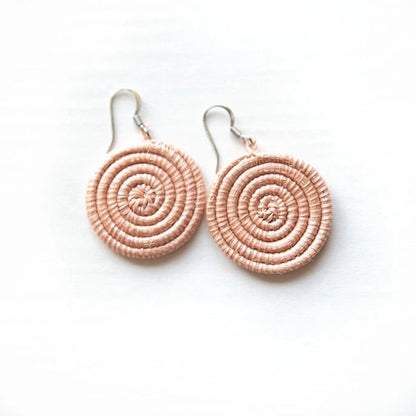 Small Woven Disc Earrings Blush