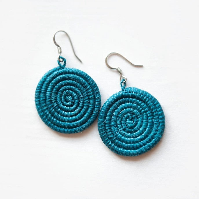 Small Woven Disc Earrings Celestial Blue
