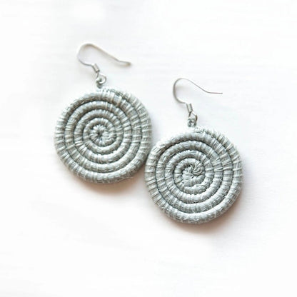 Small Woven Disc Earrings Ice Blue