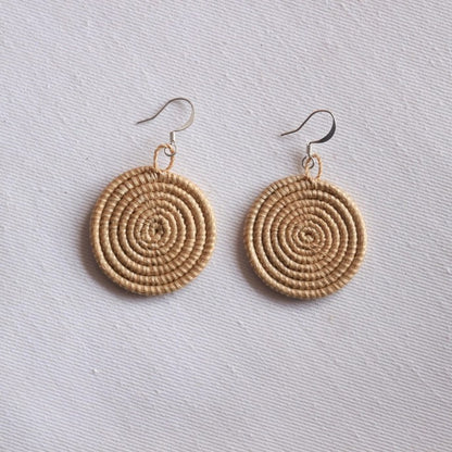 Small Woven Disc Earrings Tea