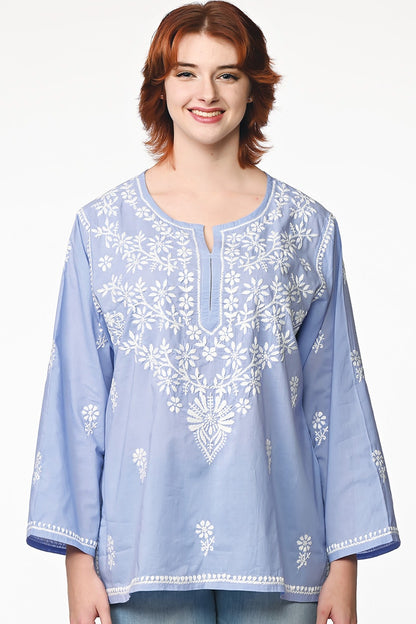 Tara Embroidered Tunic - Blue