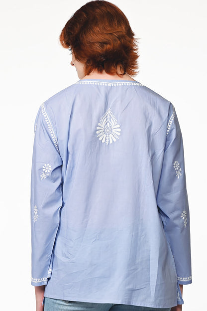 Tara Embroidered Tunic - Blue