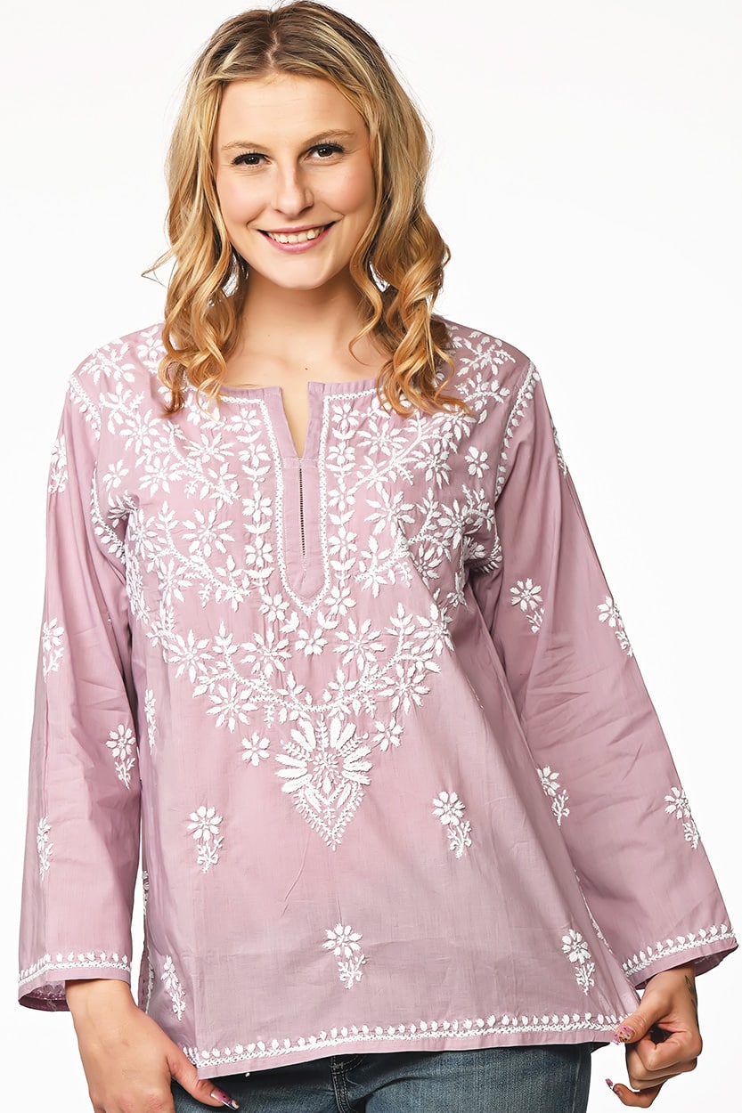 Tara Embroidered Tunic - Lilac