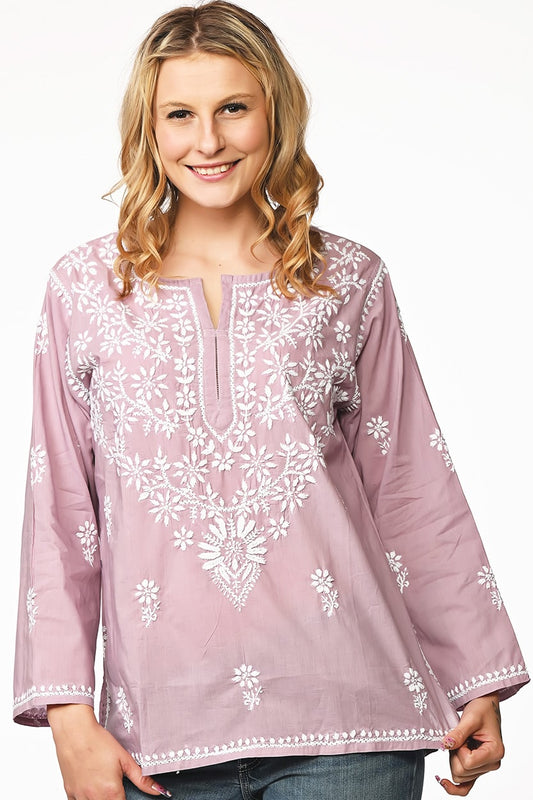 Tara Embroidered Tunic - Lilac
