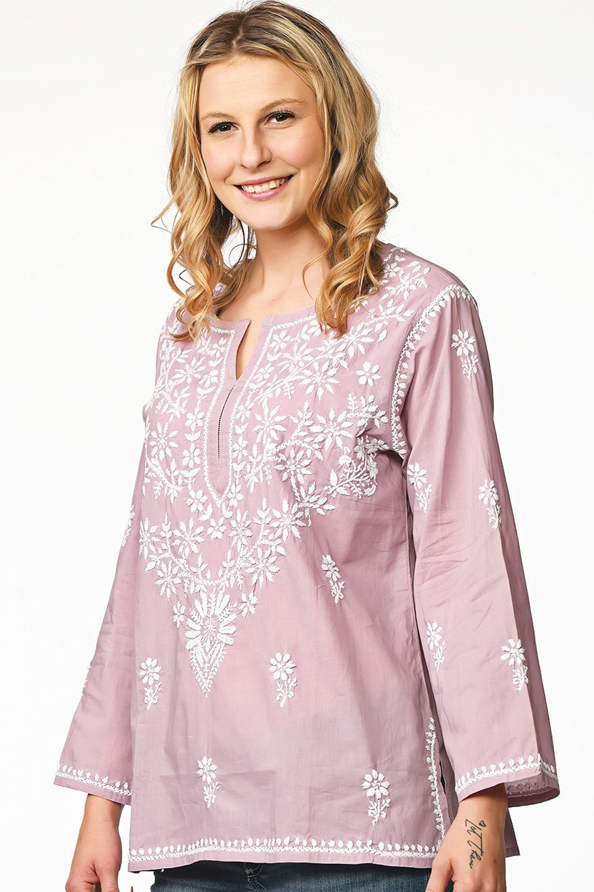 Tara Embroidered Tunic - Lilac