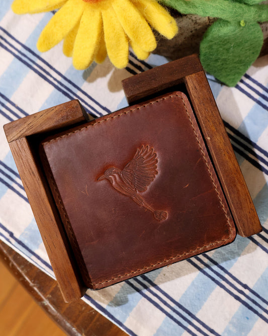 Leather Guardabarranco Coaster Set