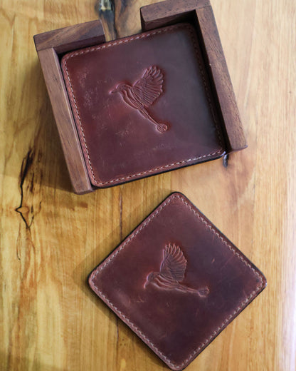 Leather Guardabarranco Coaster Set