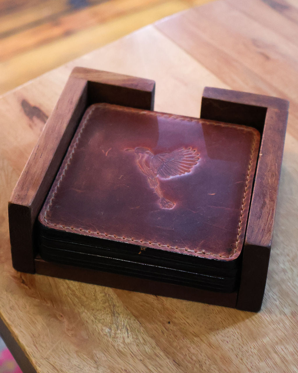 Leather Guardabarranco Coaster Set