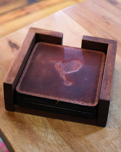 Leather Guardabarranco Coaster Set