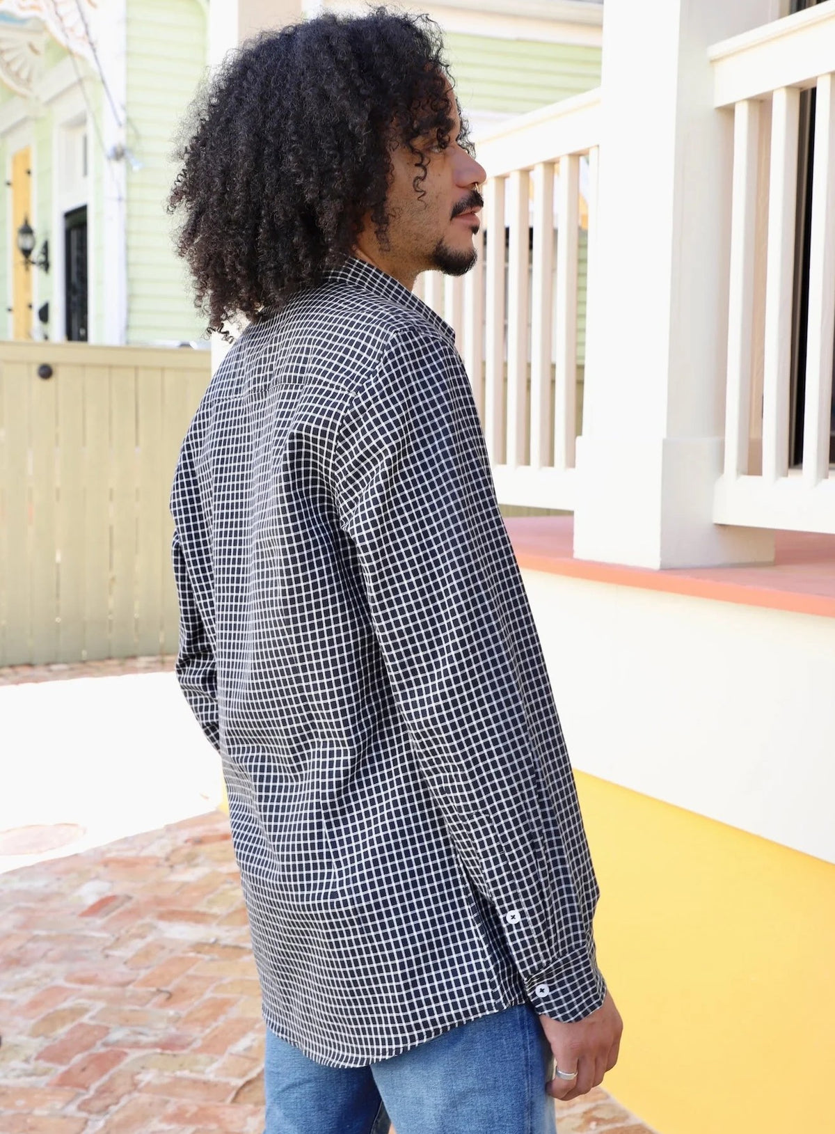 Black Plaid Cotton Button Down