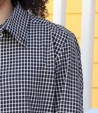 Black Plaid Cotton Button Down