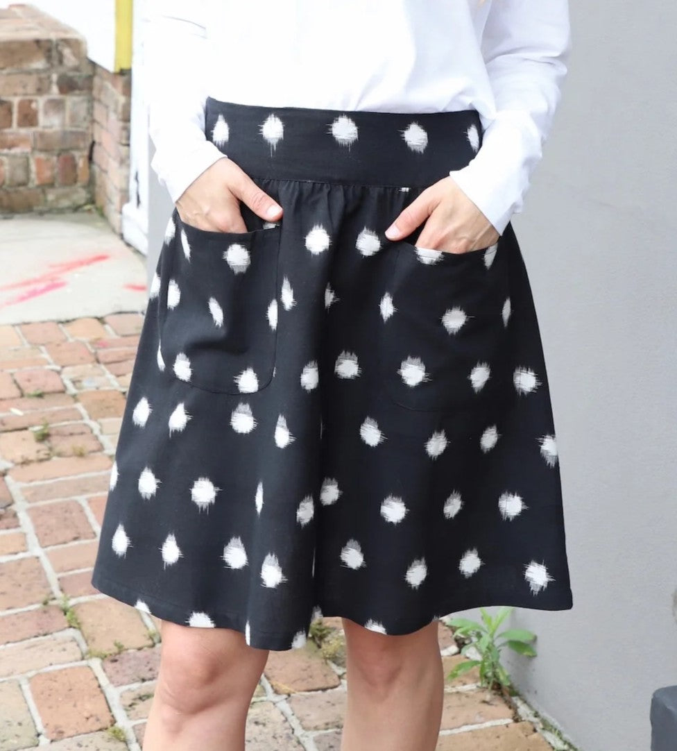 Black and White Polka Dot Cotton Skirt