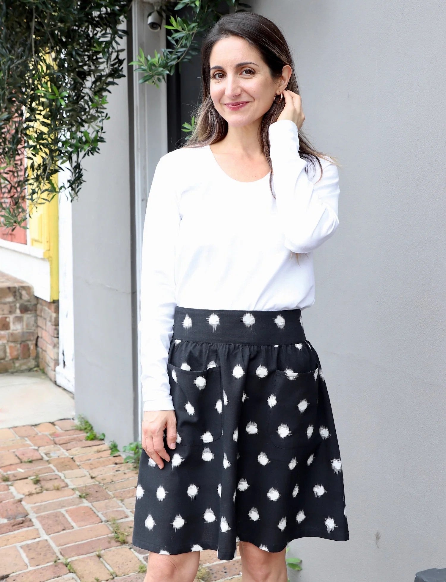 Black and White Polka Dot Cotton Skirt
