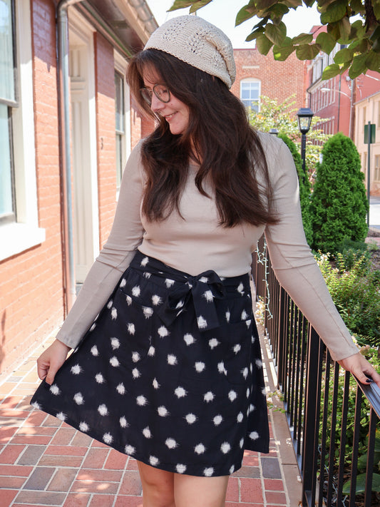 Black and White Polka Dot Cotton Skirt