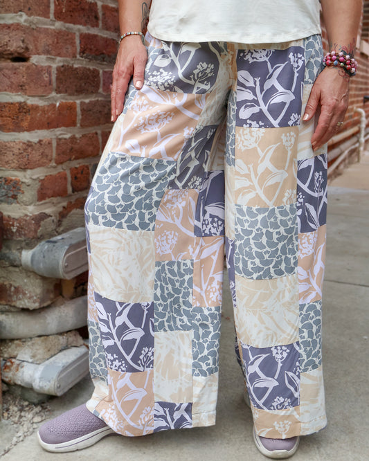 Piazza Pants - Patchwork Beige Grey