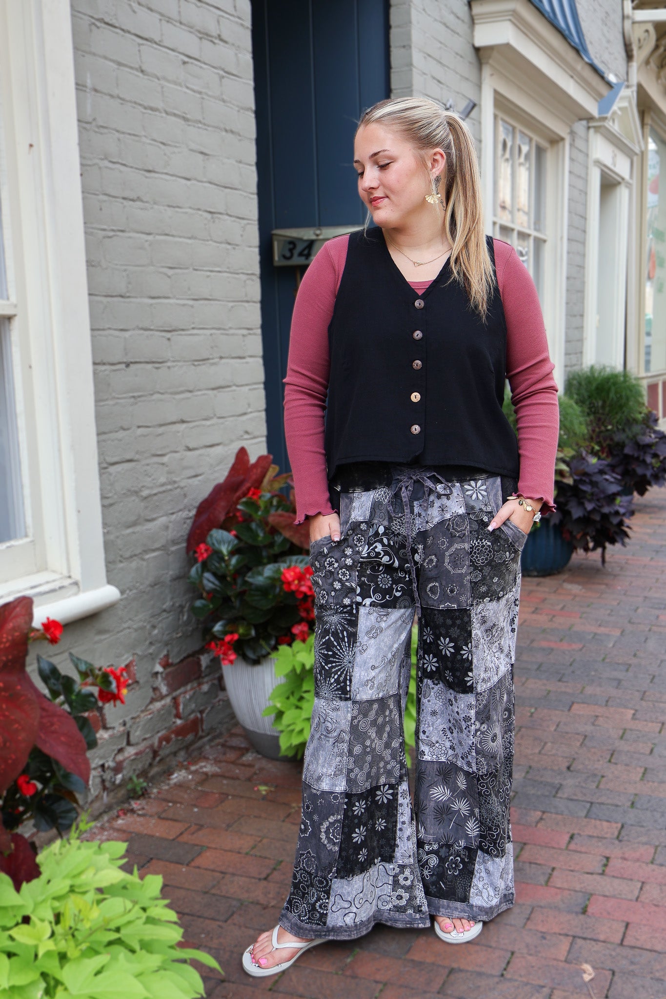 Button Down Kurta Vest - Black