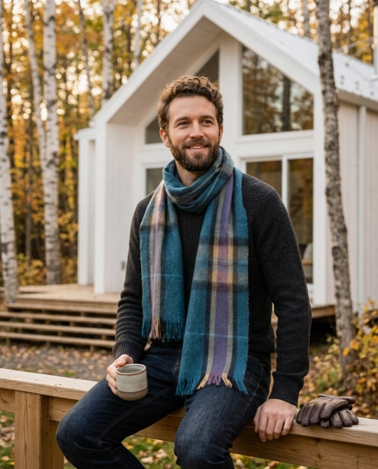 Alpaca Tartan Scarf - Abyss