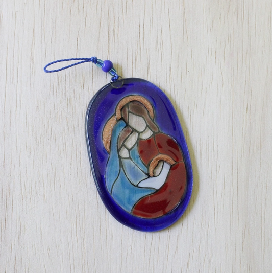 Oval Nativity Glass Ornament