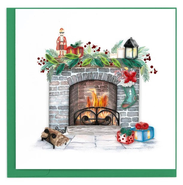 Cozy Holiday Fireplace Card