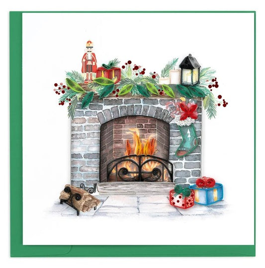 Cozy Holiday Fireplace Card