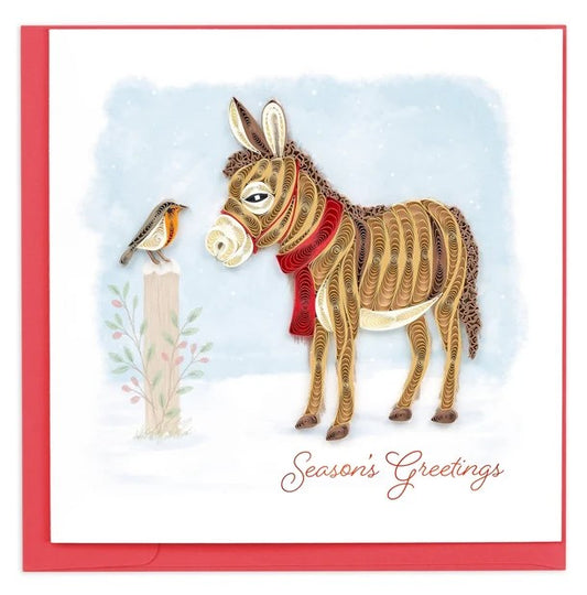 Winter Donkey & Friend Card