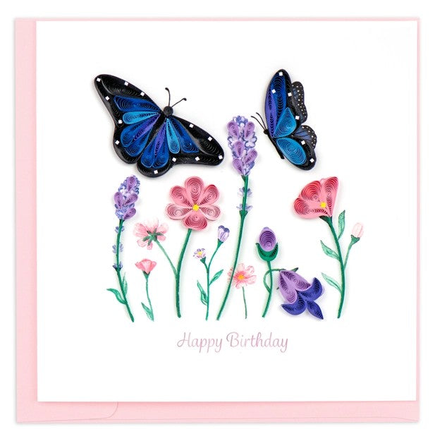 Quilled Floral Butterfly Birthday Card