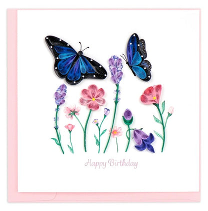 Quilled Floral Butterfly Birthday Card