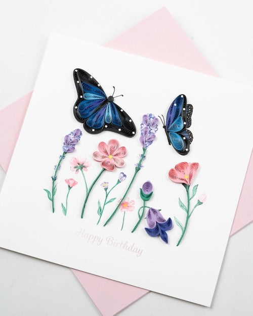 Quilled Floral Butterfly Birthday Card