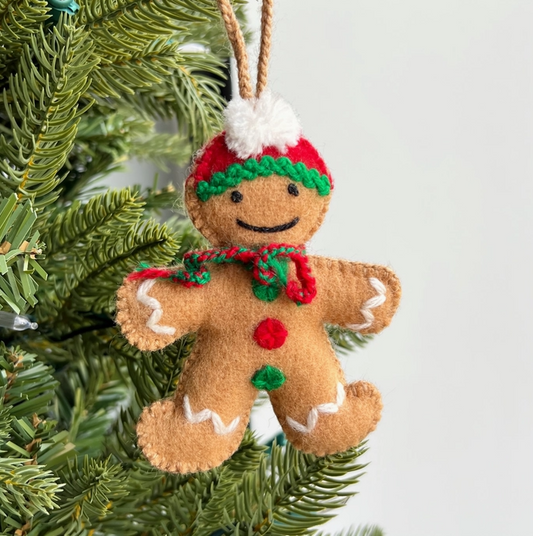 Gingerbread Man Wool Ornament